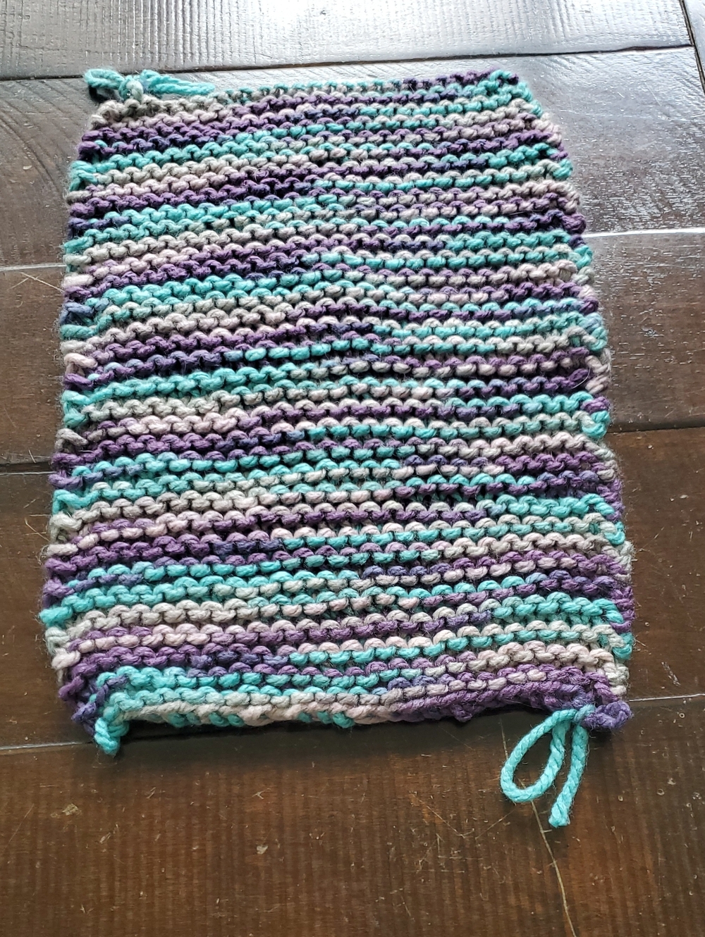 Kids Striped Knit Patch - Purple, Teal & Cream